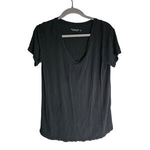 Abercrombie & Fitch Black V Neck T Shirt Womens Small Minimalist Casual Basic